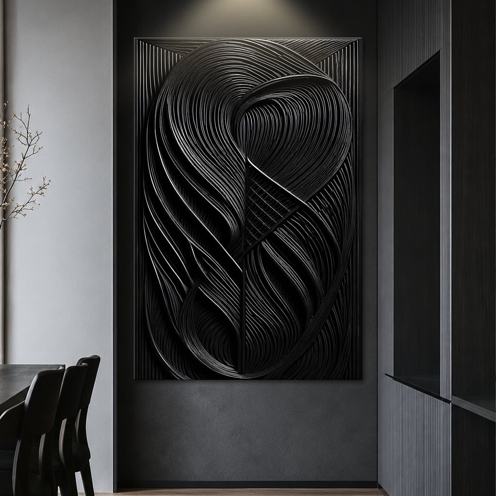 Modern Black Waves Wall Art