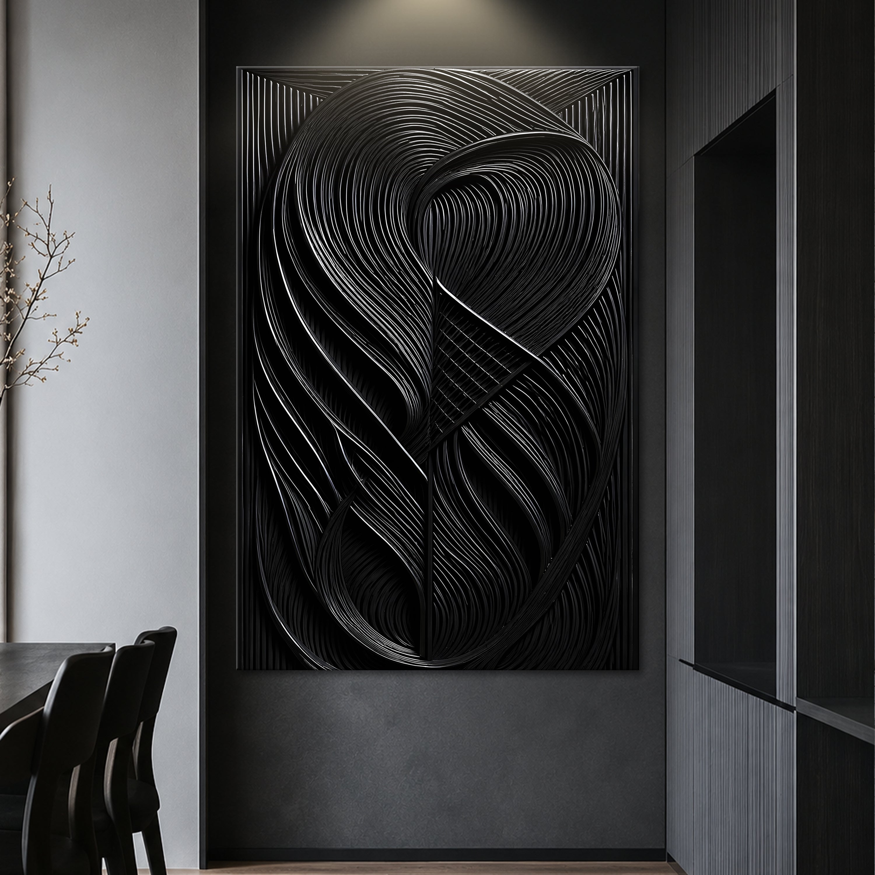 Modern Black Waves Wall Art