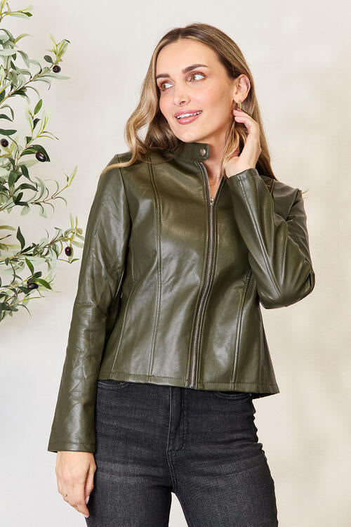 Women Classic Neck Zip-Up Jacket For Everyday Wear Elegant Girls Jacket by Stevvex