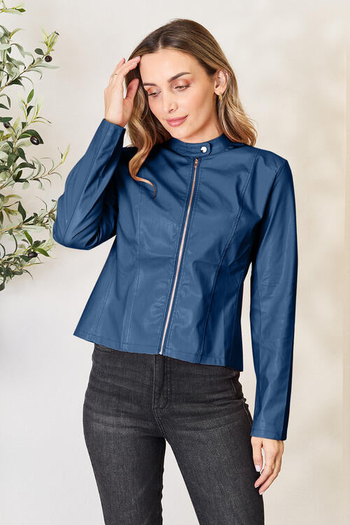 Women Classic Neck Zip-Up Jacket For Everyday Wear Elegant Girls Jacket by Stevvex