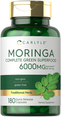 Carlyle Moringa Oleifera | 180 Capsules | Non-GMO and Gluten Free Supplement | Complete Green Superfood | from Moringa Leaf Powder - Lifestyle Haven