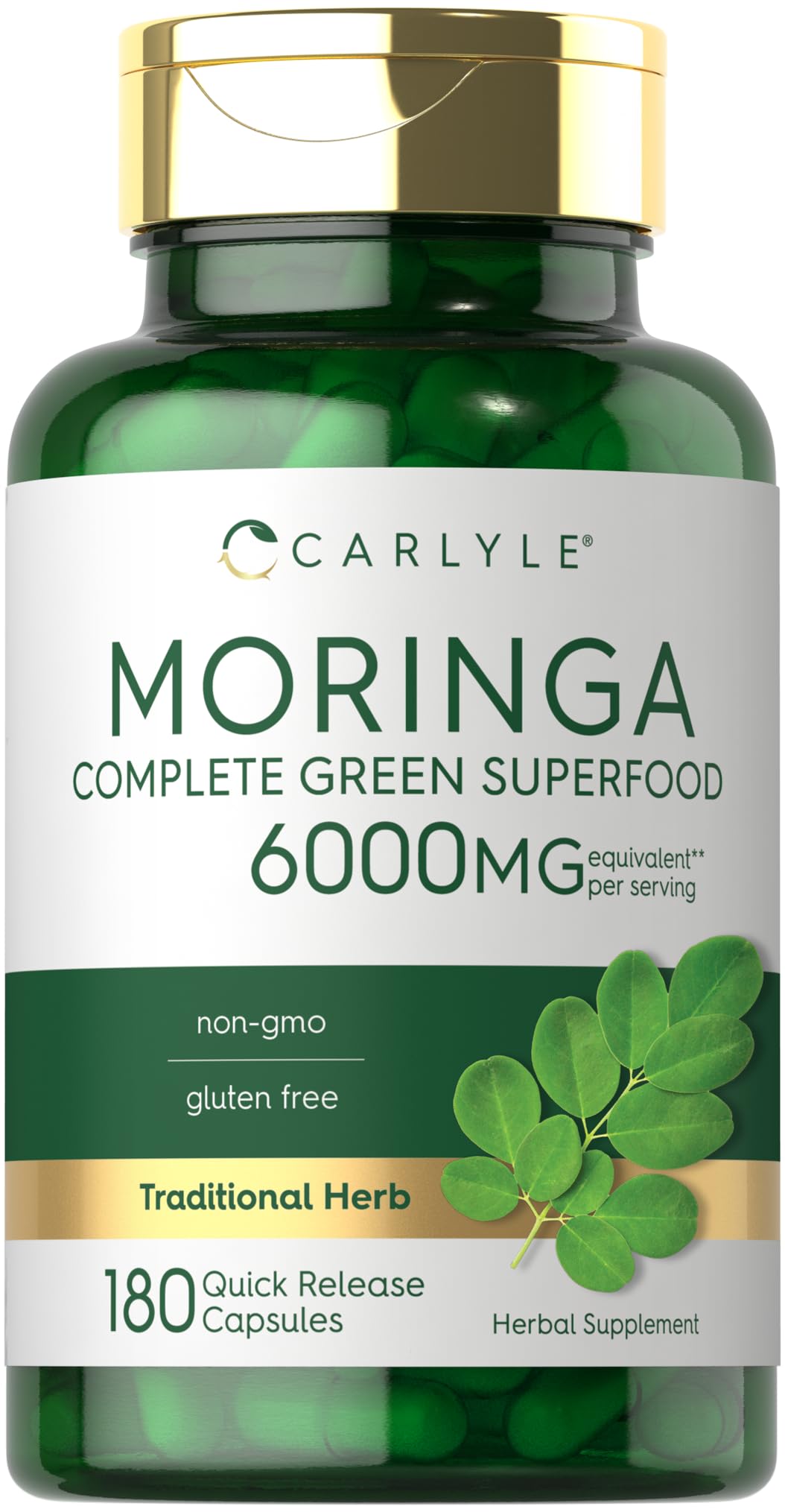 Carlyle Moringa Oleifera | 180 Capsules | Non-GMO and Gluten Free Supplement | Complete Green Superfood | from Moringa Leaf Powder - Lifestyle Haven