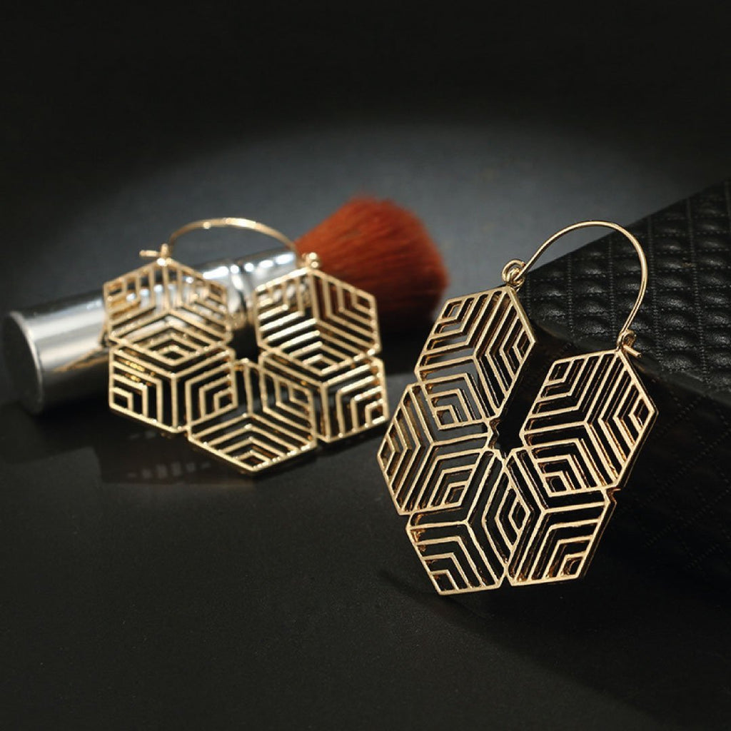 Hex -Gold Earrings by Lifestyle Haven