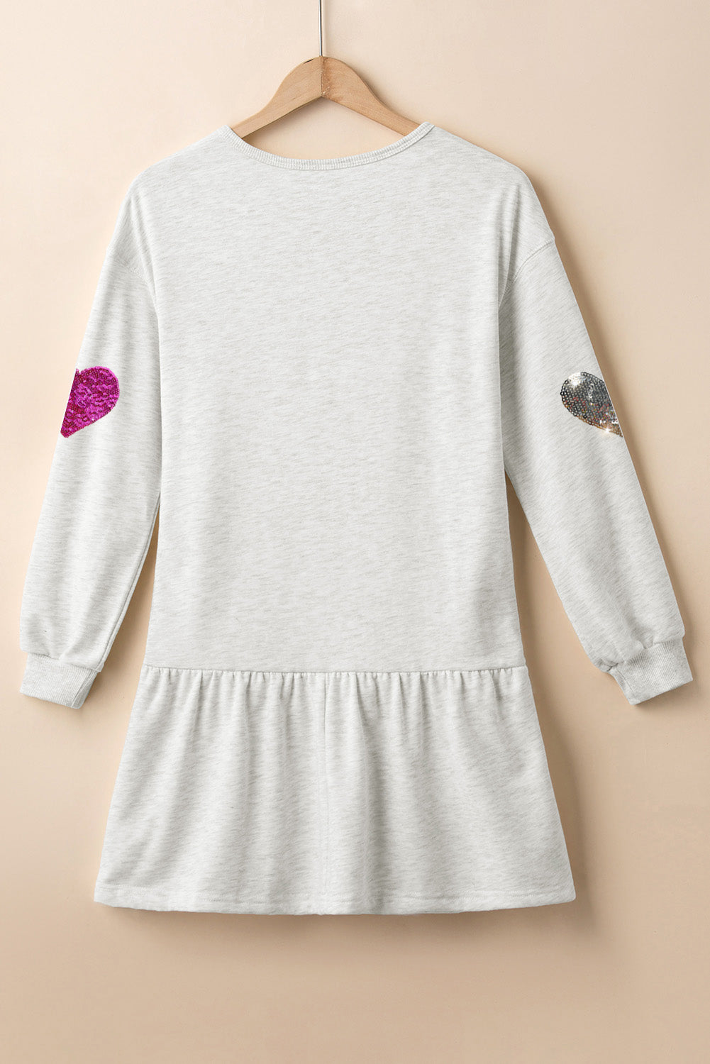 Cute Heart Round Neck Long Sleeve Mini Dress Stylish Dress for Women Girls Simple Charming Dress by Stevvex