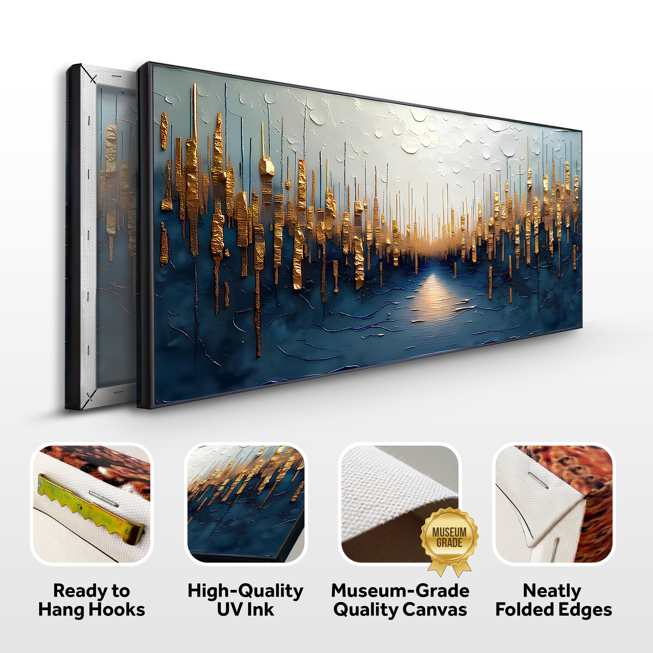 Golden Forest Reflection Abstract Wall Art