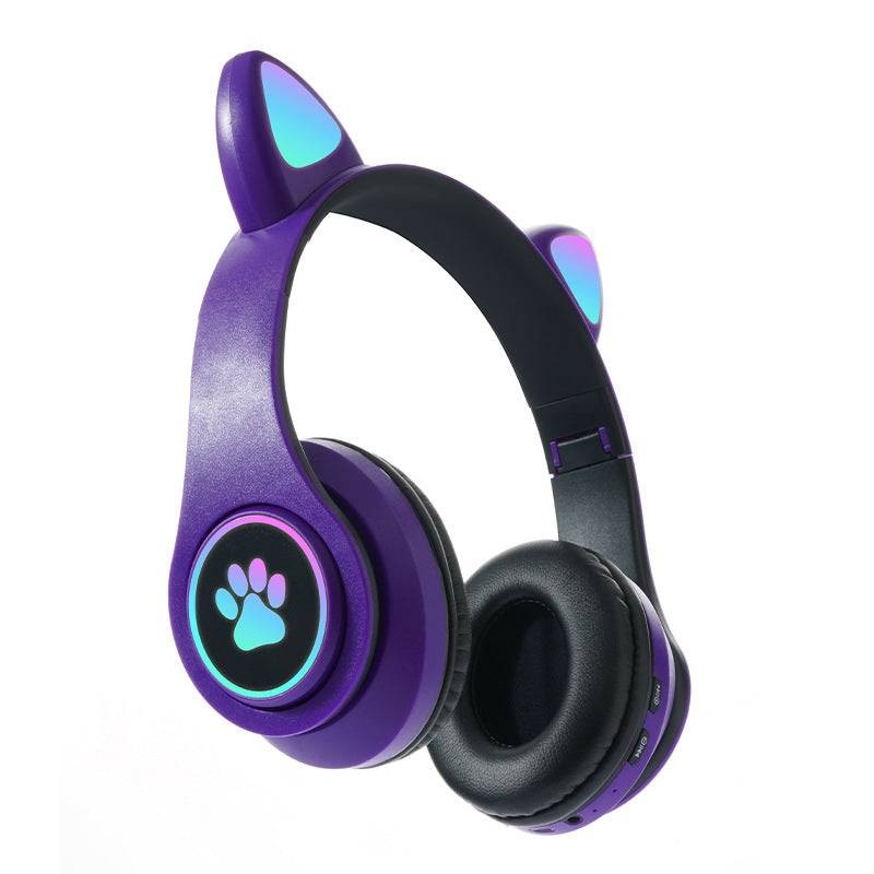 Interesting New Kids Headphones Wireless Bluetooth In Cat Ears Headphones Style With Noise Reduction Live Breathing Lights Glare and LED Lights
