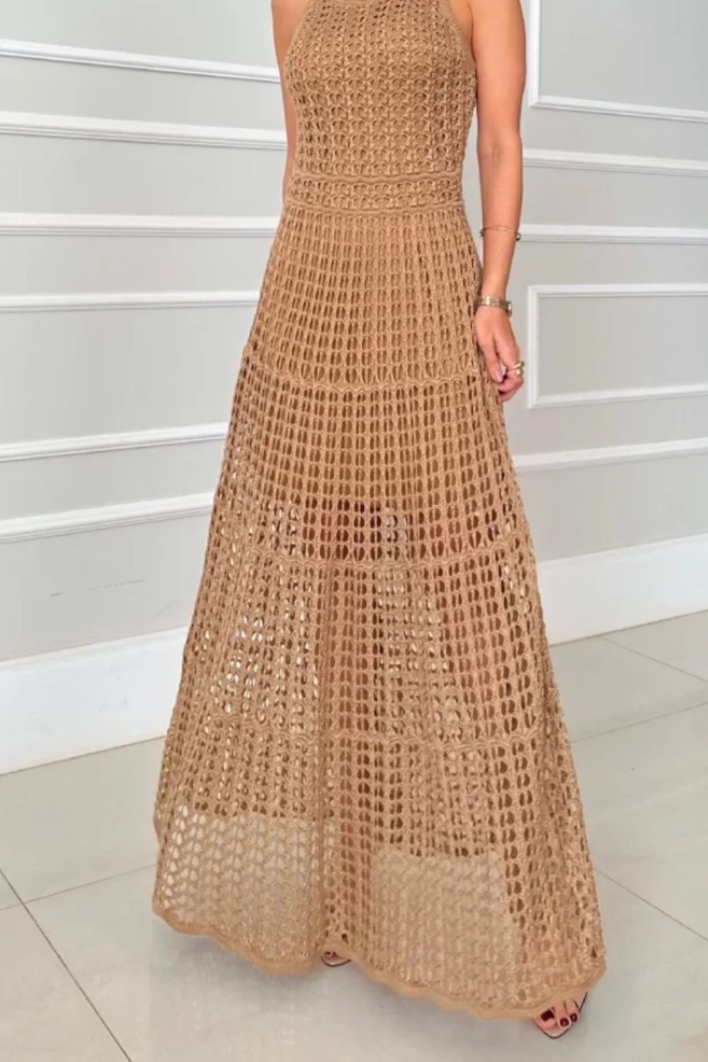 Long Sleeveless Cutout Maxi Dress Chic & Flowy Summer Style Comfortable Dress For Summer by Stevvex