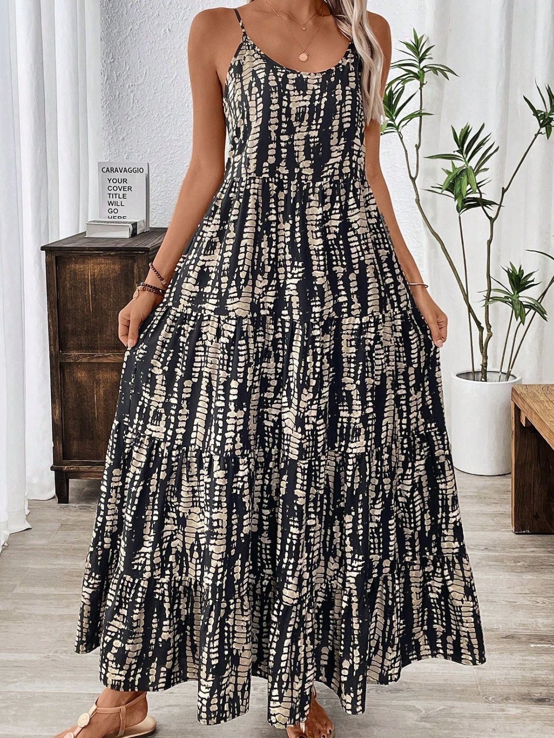 Elegant Black Printed Maxi Dress Chic Charming Long Dress For Women by Stevvex