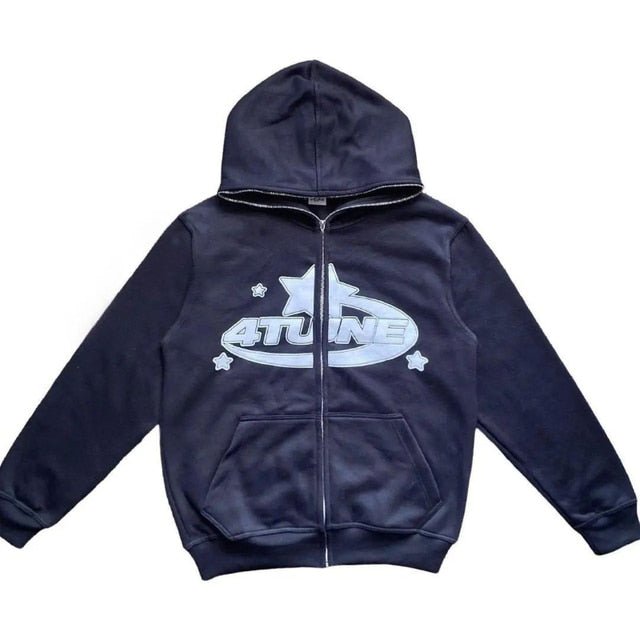 Star Printed Zip Up Hoodies - Lifestyle Haven