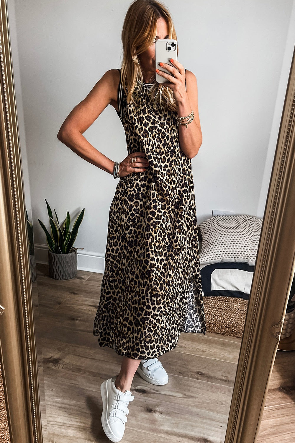 Luxury Leopard Print Sleeveless Maxi Dress Modern & Trendy Statement Piece Charming Dress by Stevvex
