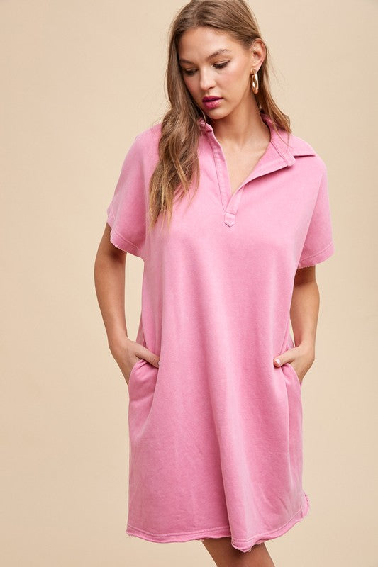 Simple Classic Pink Short Sleeve Dress Comfortable Women Dress Minimalist Casual Design by Stevvex