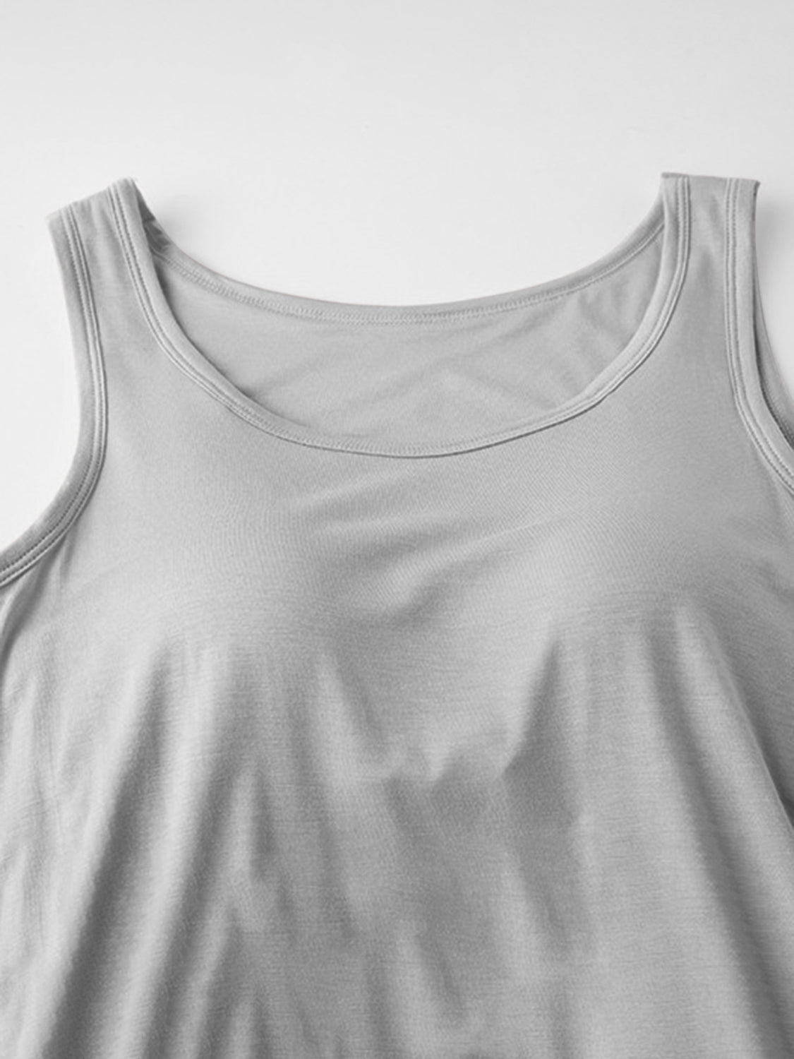Classic Round Neck Wide Strap Mini Dress With Built-In Bra Comfortable Sleeveless Dress by Stevvex
