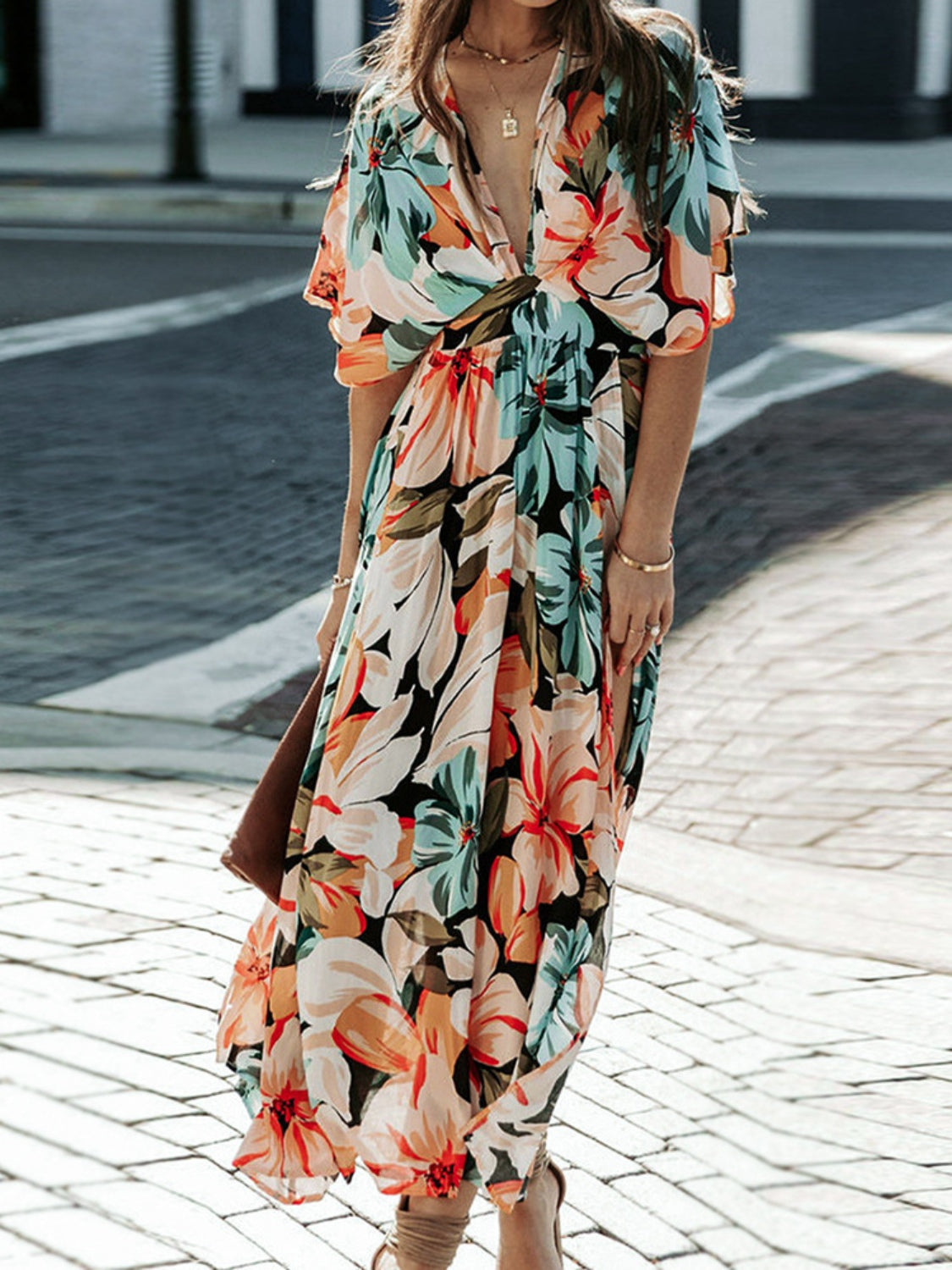 Floral Half Sleeve Dress Classic & Elegant Everyday Style Dress Timeless Dress For Summer by Stevvex