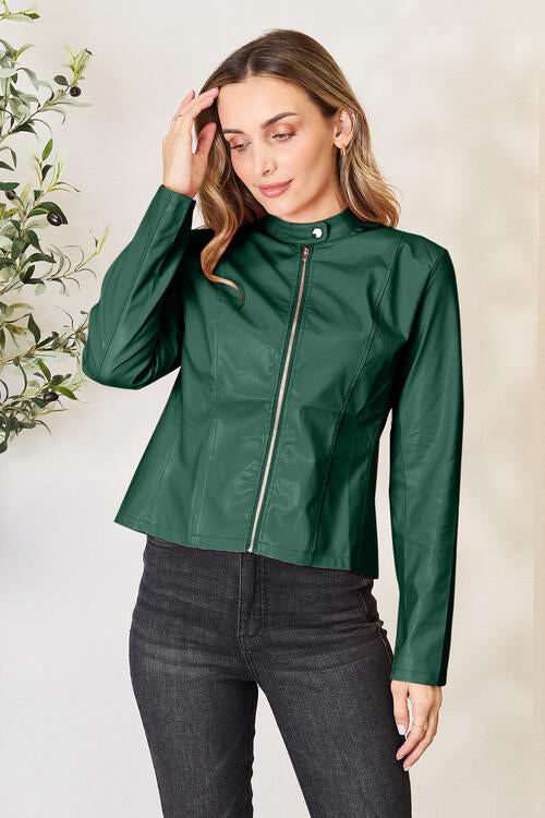 Women Classic Neck Zip-Up Jacket For Everyday Wear Elegant Girls Jacket by Stevvex