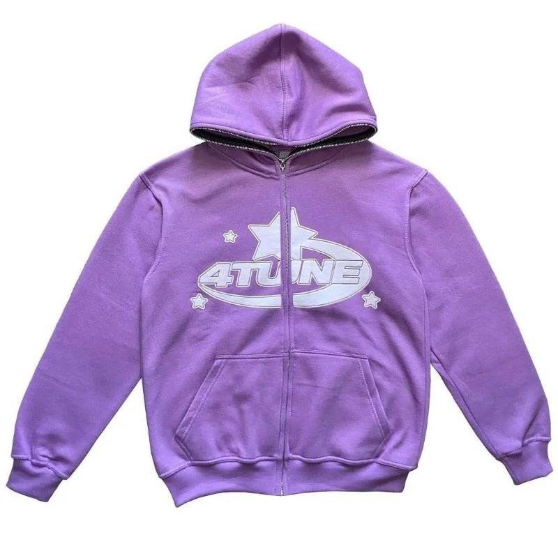 Star Printed Zip Up Hoodies - Lifestyle Haven