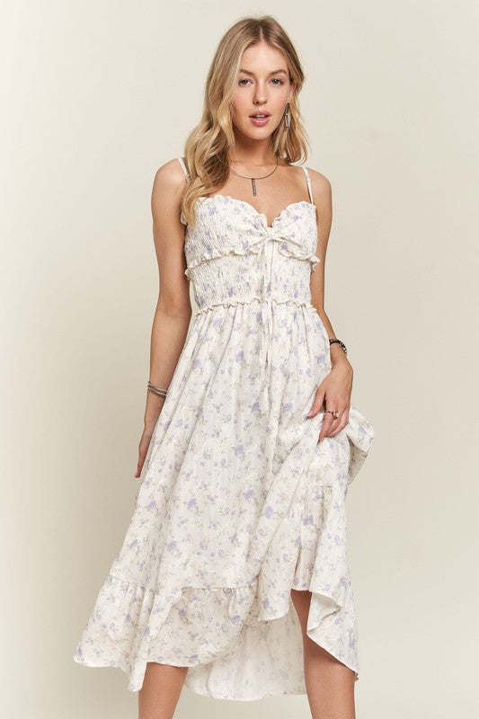 Beautiful Smocked Floral Dress Feminine & Flowy Dress Romantic Floral Print Girl Dress by Stevvex