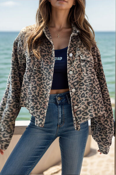 Lightweight Leopard Button Down Long Sleeve Jacket Bold & Trendy Luxury Print Outerwear by Stevvex