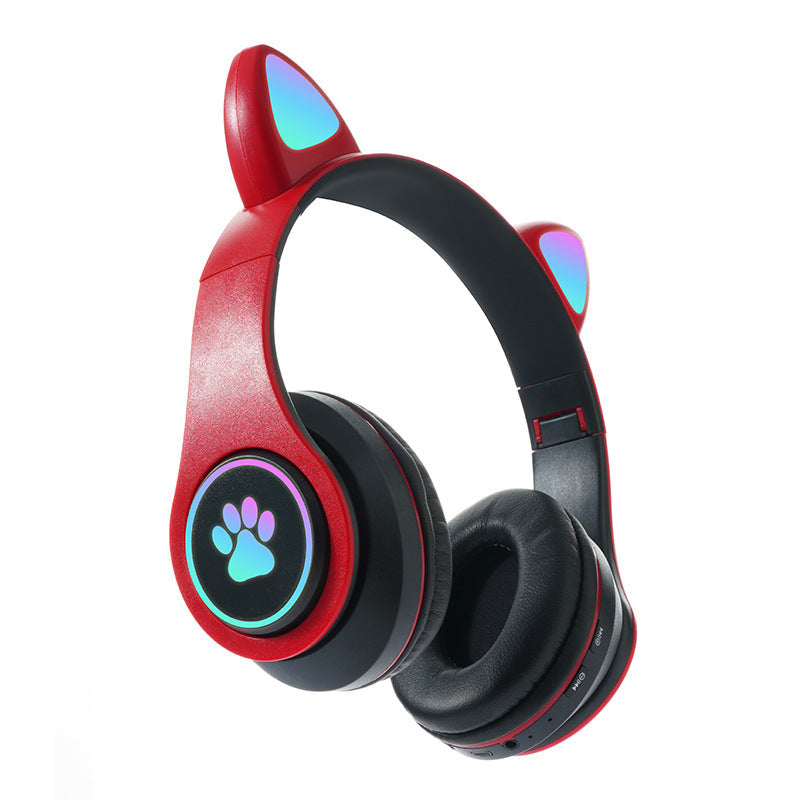 Interesting New Kids Headphones Wireless Bluetooth In Cat Ears Headphones Style With Noise Reduction Live Breathing Lights Glare and LED Lights