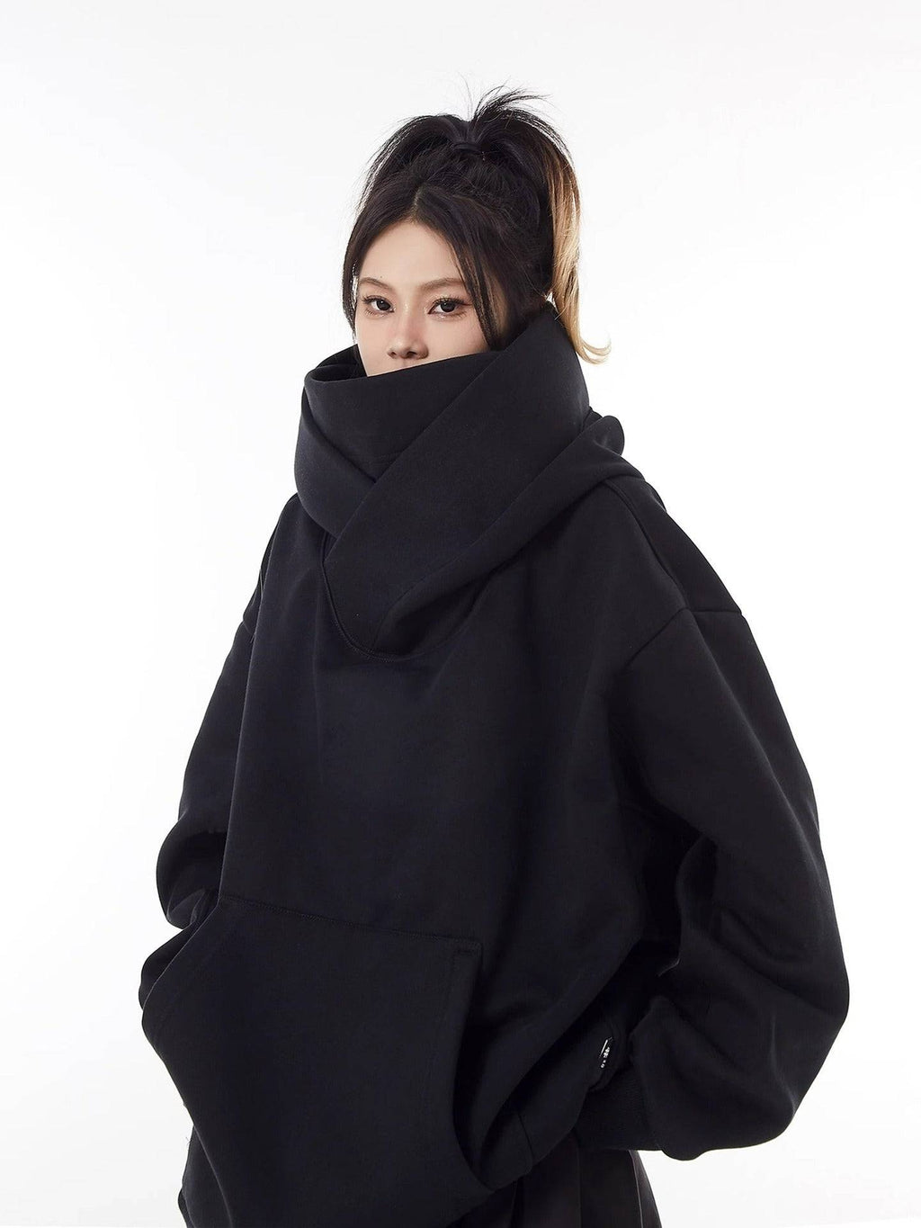 Loose High Collar Fleece Lined Hoodie - Lifestyle Haven