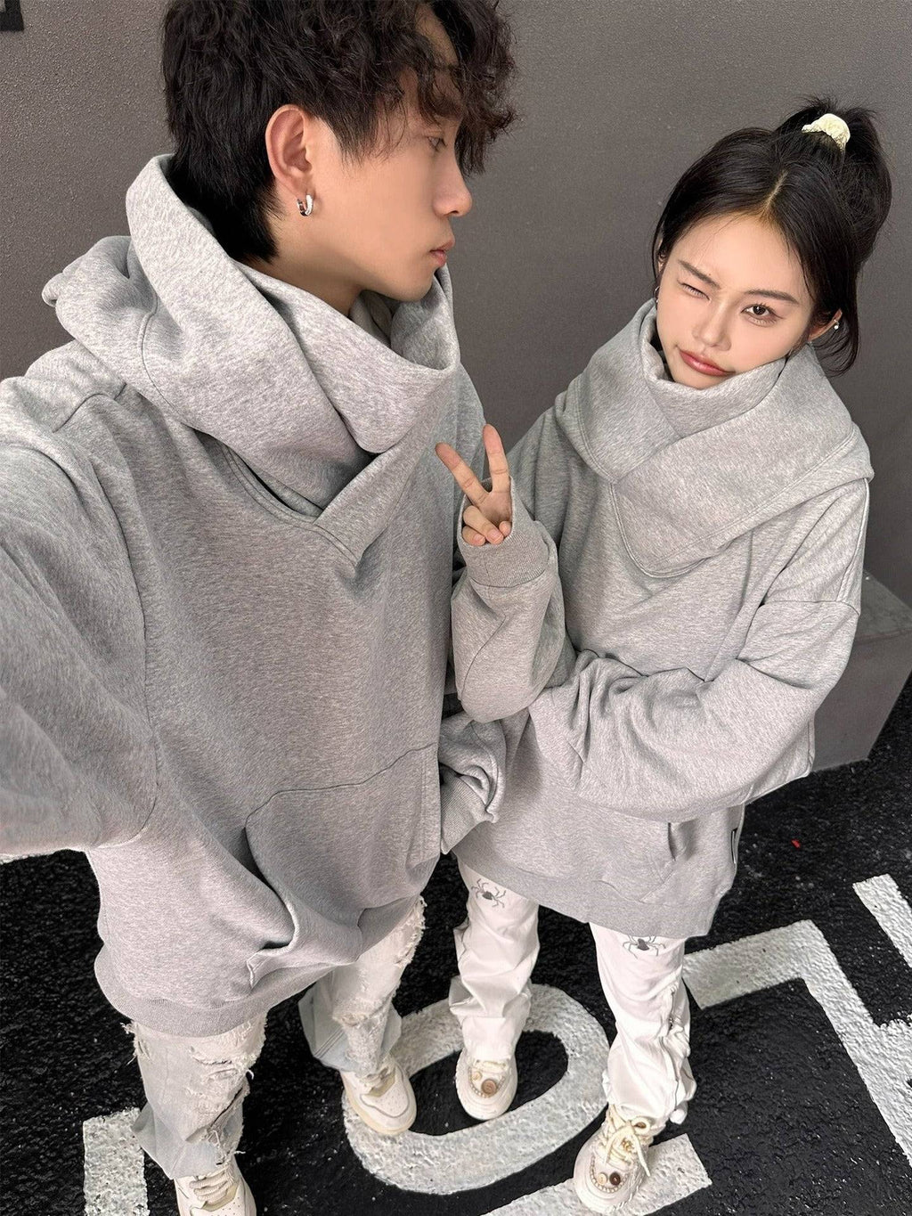 Loose High Collar Fleece Lined Hoodie - Lifestyle Haven