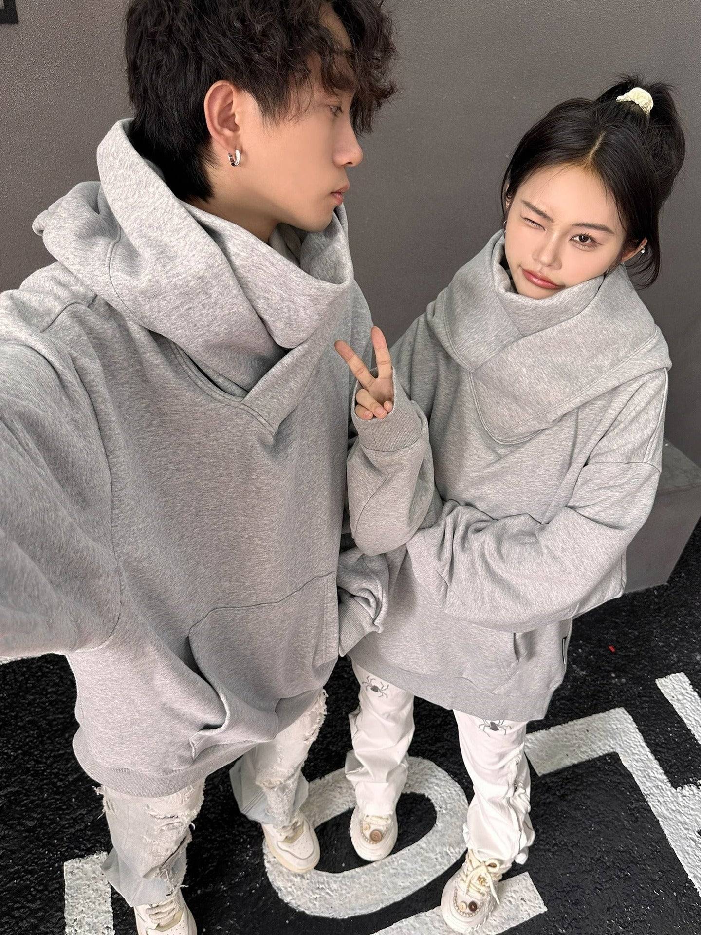 Loose High Collar Fleece Lined Hoodie - Lifestyle Haven