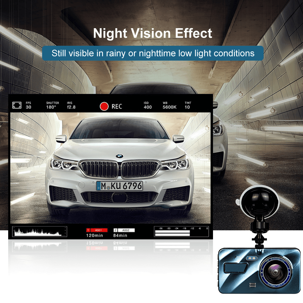 HD 1080P Car Dual Lens Dash Cam 4" DVR Recorder Front & Rear Camera Night Vision - Lifestyle Haven