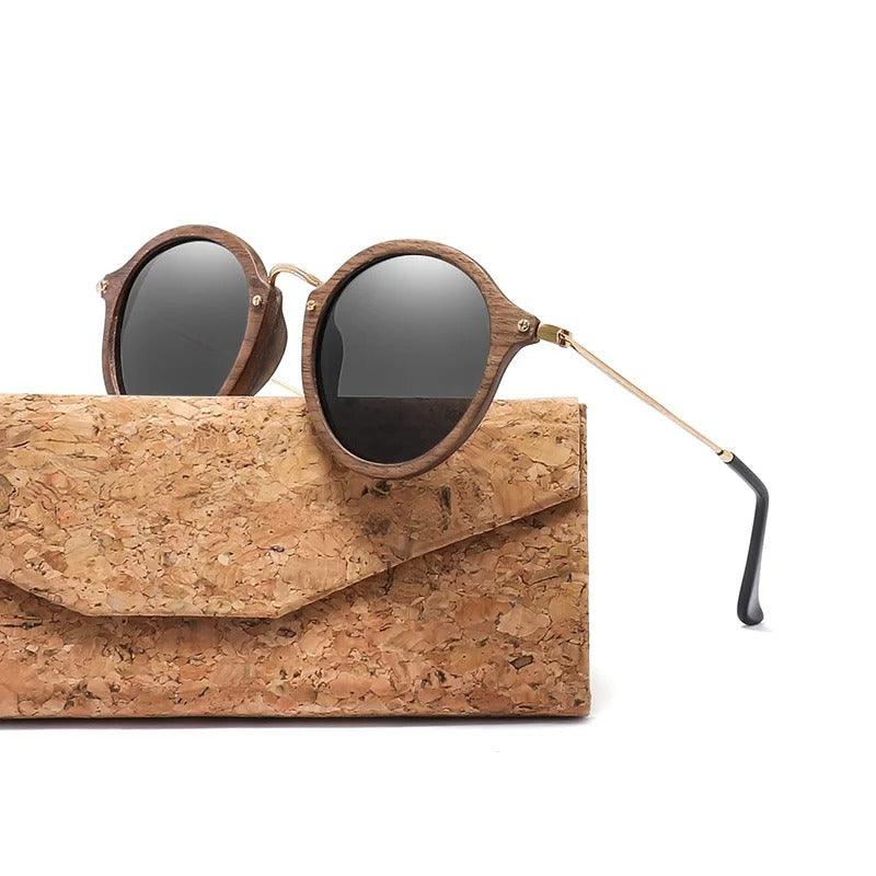 Modern Ultralight Women Men Polarized Sunglasses Wooden Round Frame by Stevvex