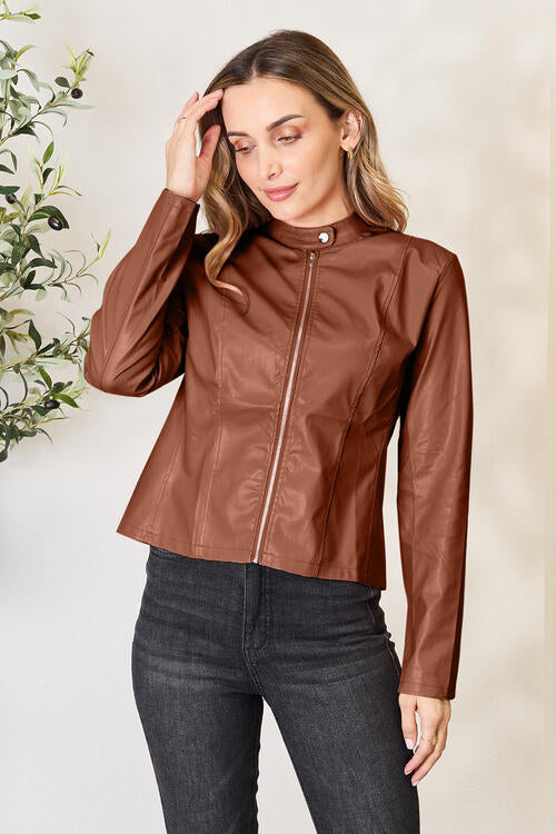 Women Classic Neck Zip-Up Jacket For Everyday Wear Elegant Girls Jacket by Stevvex