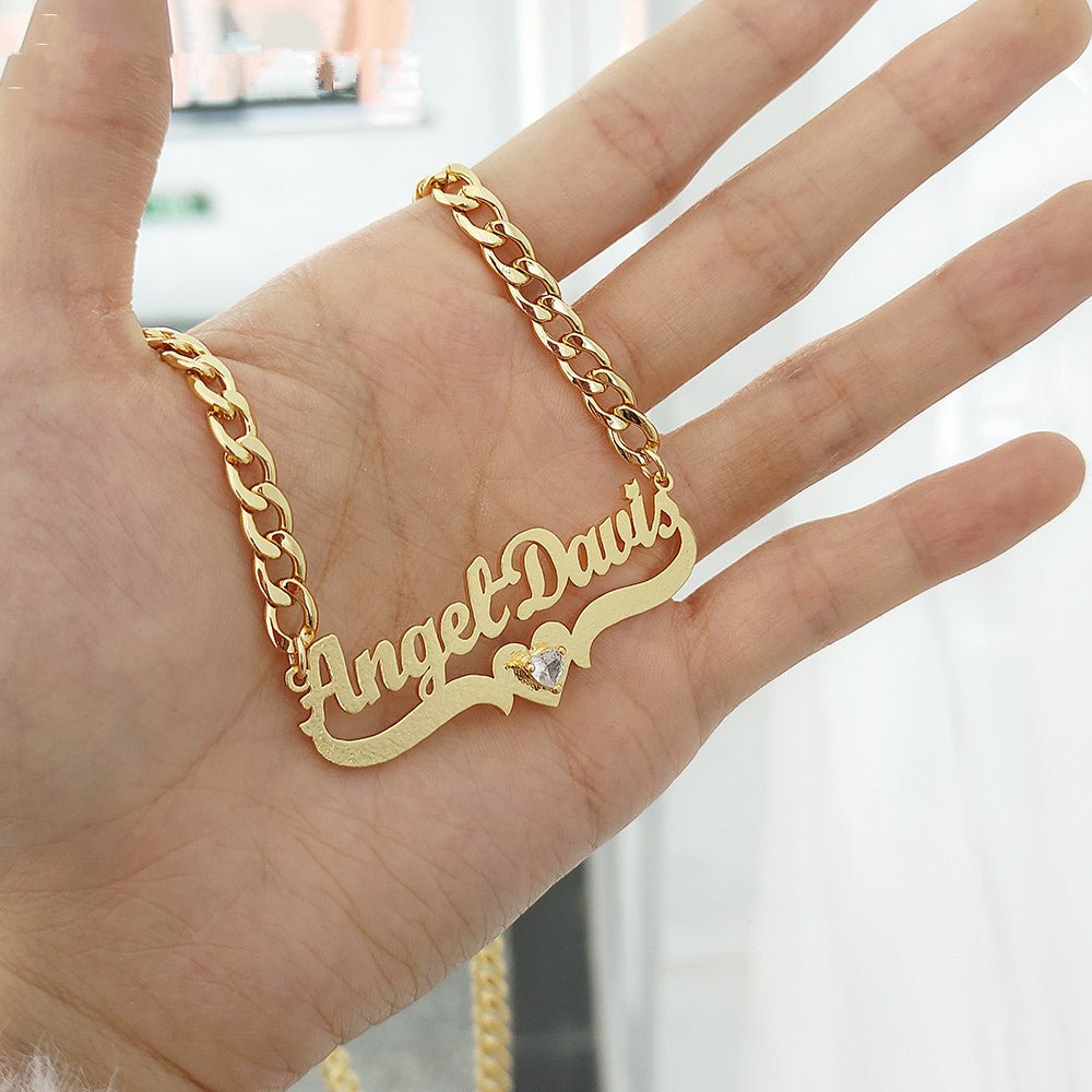 Personalized DIY Name Necklace with Heart Birthstone - Lifestyle Haven