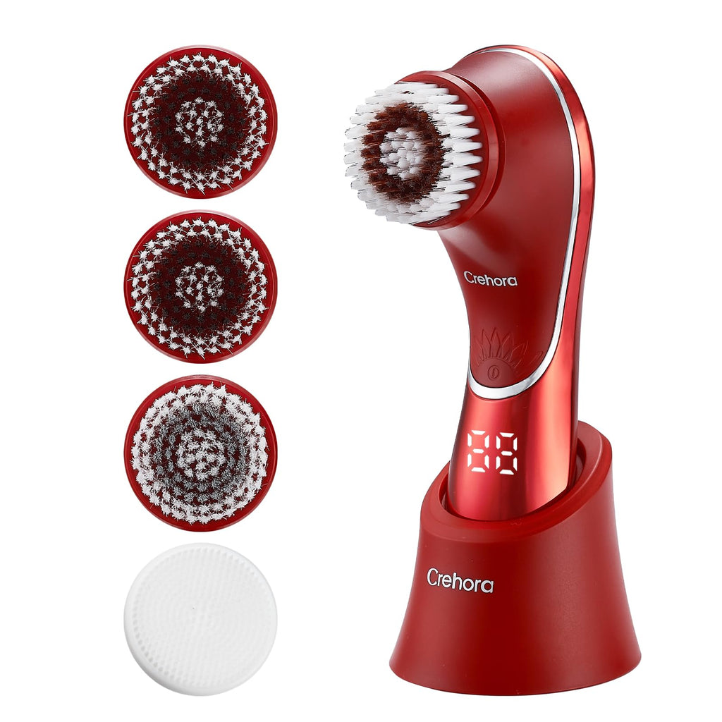 Facial Cleansing Brush Electric Face Scrubber Facial Cleansing Brush Rechargeable IPX-7 Waterproof Rotating Face Scrubber for Exfoliating Massaging and Deep Cleansing with 4 Brush Heads - Lifestyle Haven