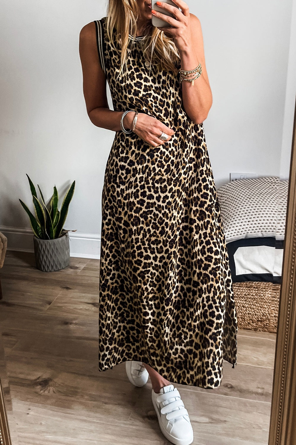 Luxury Leopard Print Sleeveless Maxi Dress Modern & Trendy Statement Piece Charming Dress by Stevvex