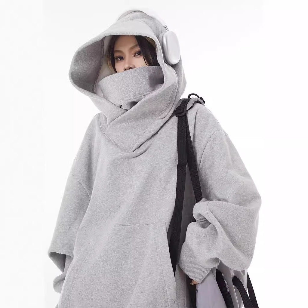 Loose High Collar Fleece Lined Hoodie - Lifestyle Haven
