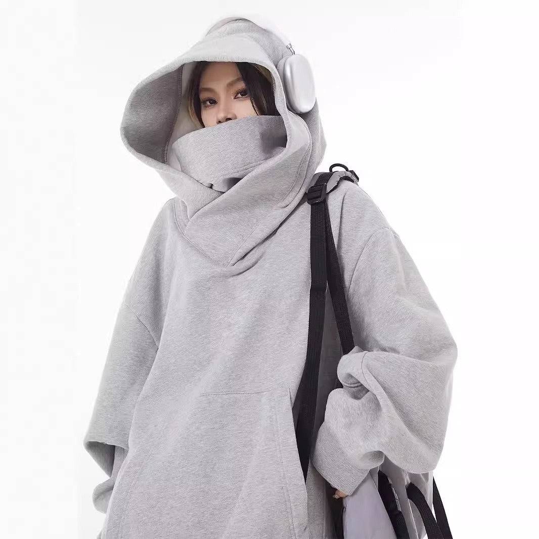 Loose High Collar Fleece Lined Hoodie - Lifestyle Haven