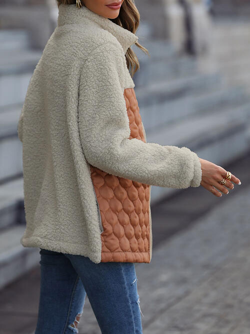 Unique Autumn Leopard Color Block Zip-Up Jacket Trendy Lightweight Jacket with Pockets Charming Winter Jacket by Stevvex