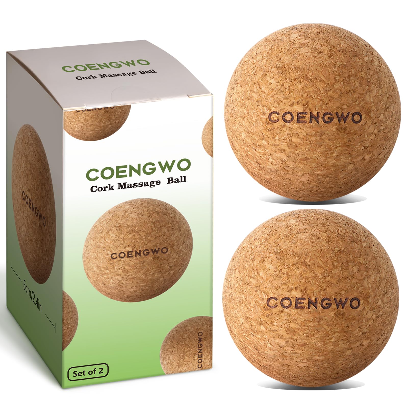 COENGWO Cork Ball Lacrosse Ball Deep Tissue Muscle Tension Therapy Ball for Trigger Point Therapy Muscle Soreness Yoga Therapy 2.4 Inch - Lifestyle Haven