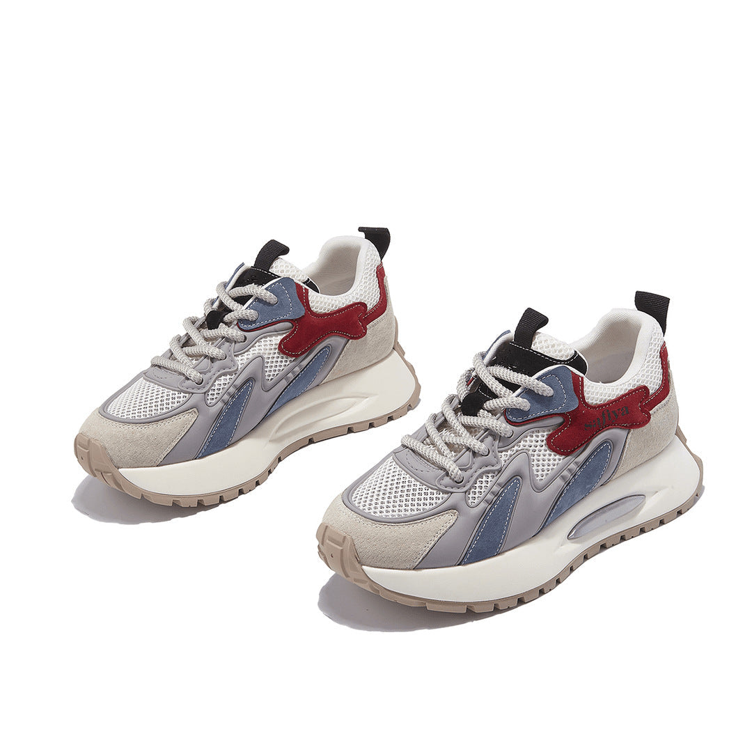 Luxury Sneakers Women Thick Bottom Round Toe Breathing Chunky Platform Sneakers Fashion Breathable Lightweight Comfortable Sneakers Non-Slip Girl Tennis Running Walking Shoes