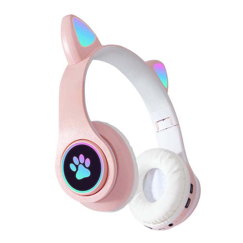 Interesting New Kids Headphones Wireless Bluetooth In Cat Ears Headphones Style With Noise Reduction Live Breathing Lights Glare and LED Lights