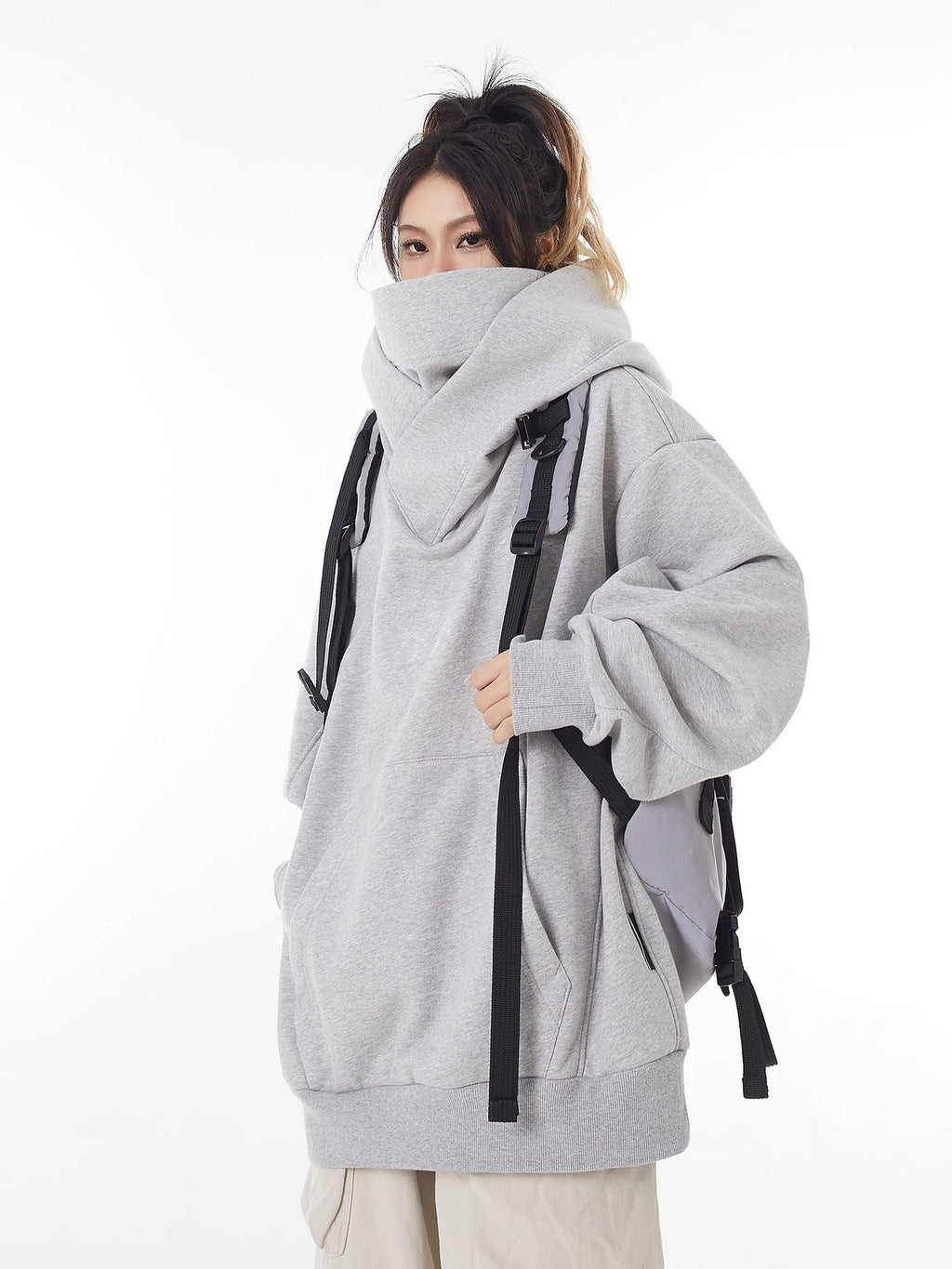 Loose High Collar Fleece Lined Hoodie - Lifestyle Haven