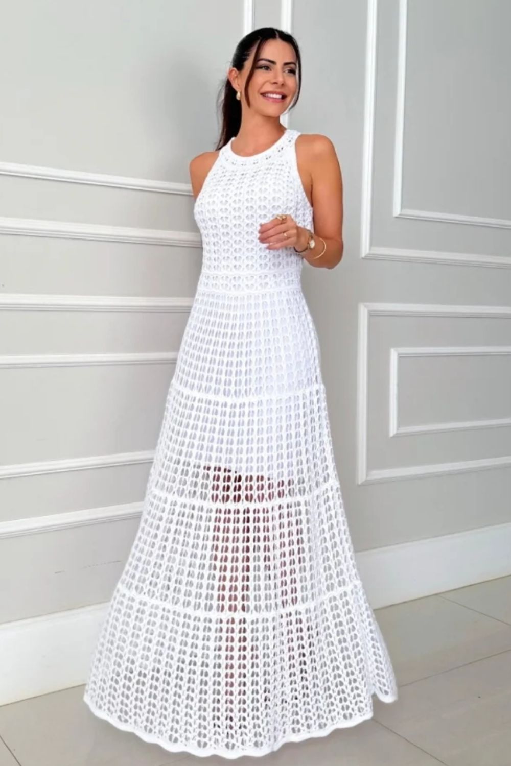 Long Sleeveless Cutout Maxi Dress Chic & Flowy Summer Style Comfortable Dress For Summer by Stevvex