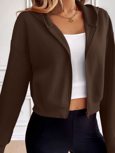 Relaxed Minimalist Zip-Up Dropped Shoulder Hooded Jacket Casual & Comfortable Lightweight Outerwear by Stevvex