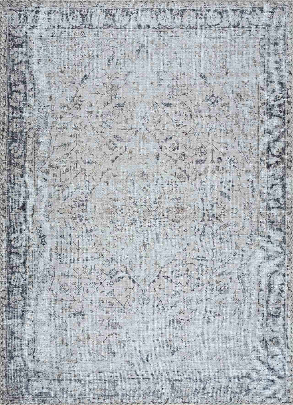 Haile Washable Area Rug Clearance with Green & Pink