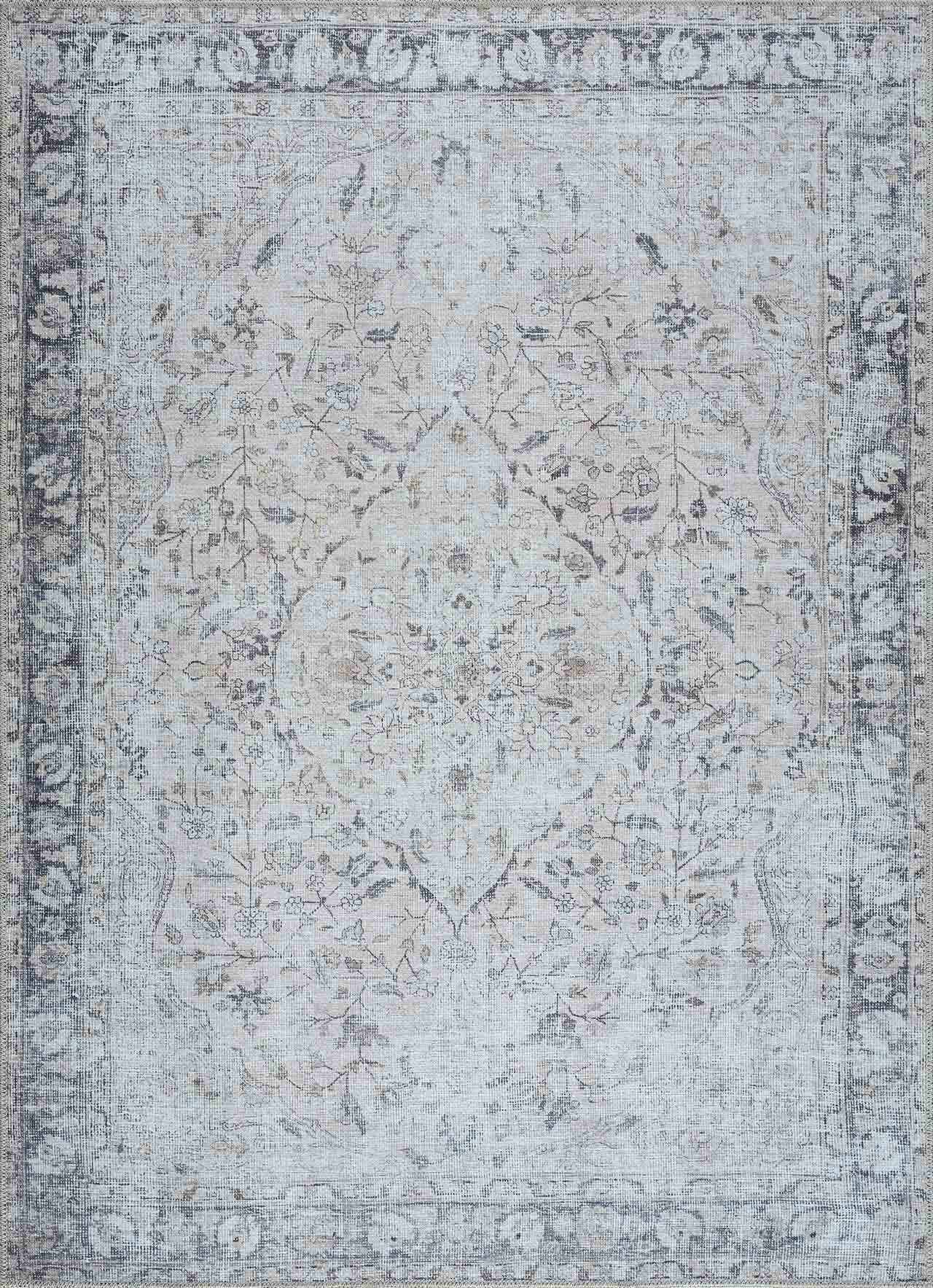 Haile Washable Area Rug Clearance with Green & Pink