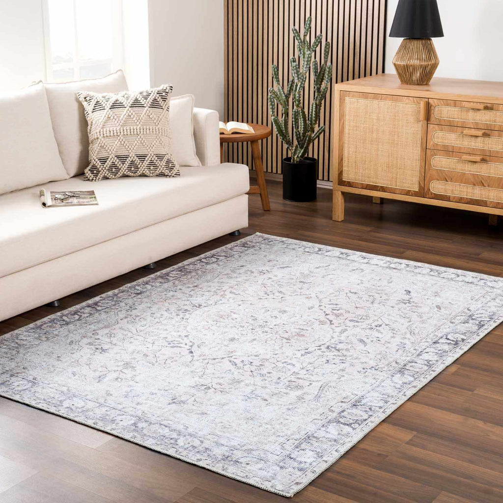 Haile Washable Area Rug Clearance with Green & Pink