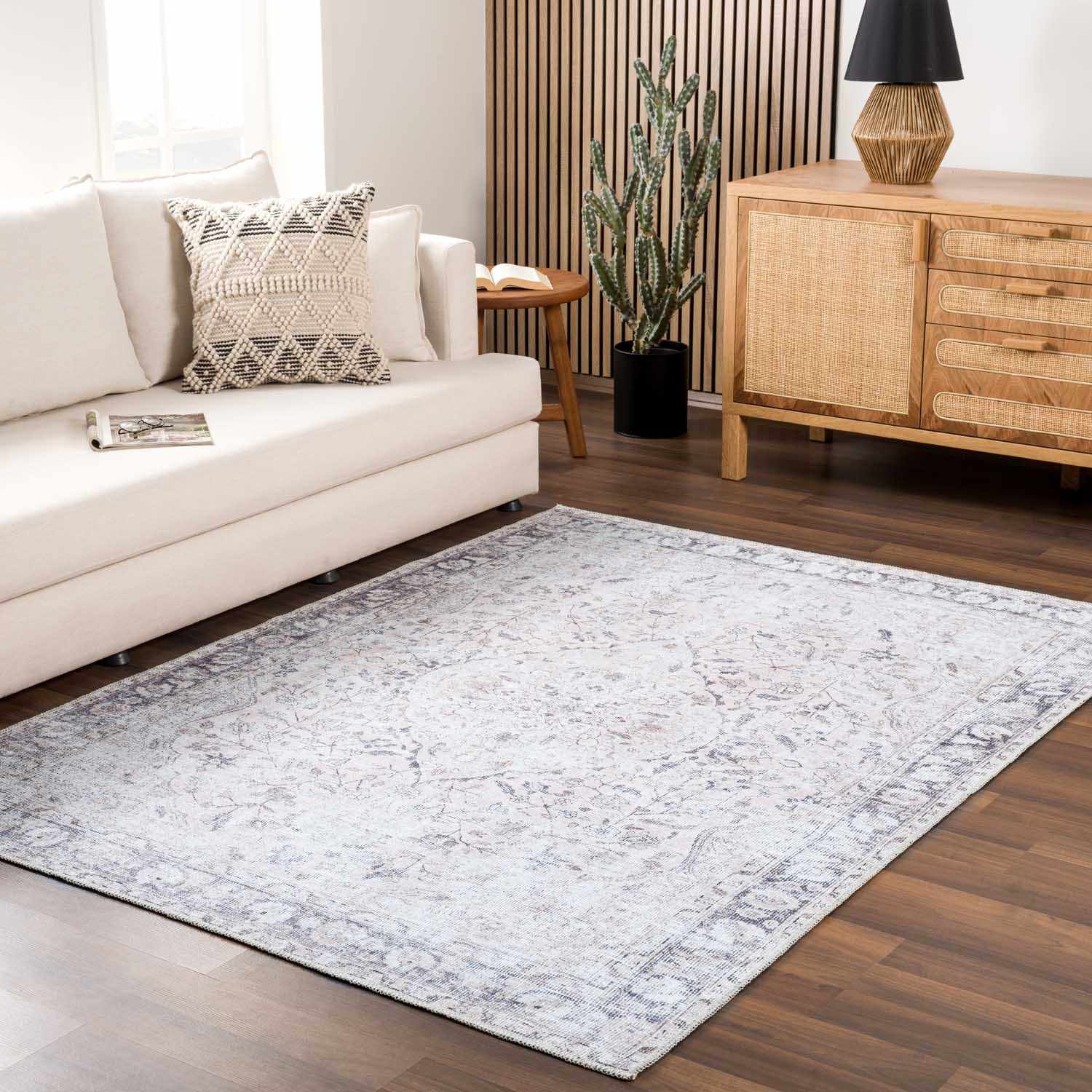 Haile Washable Area Rug Clearance with Green & Pink