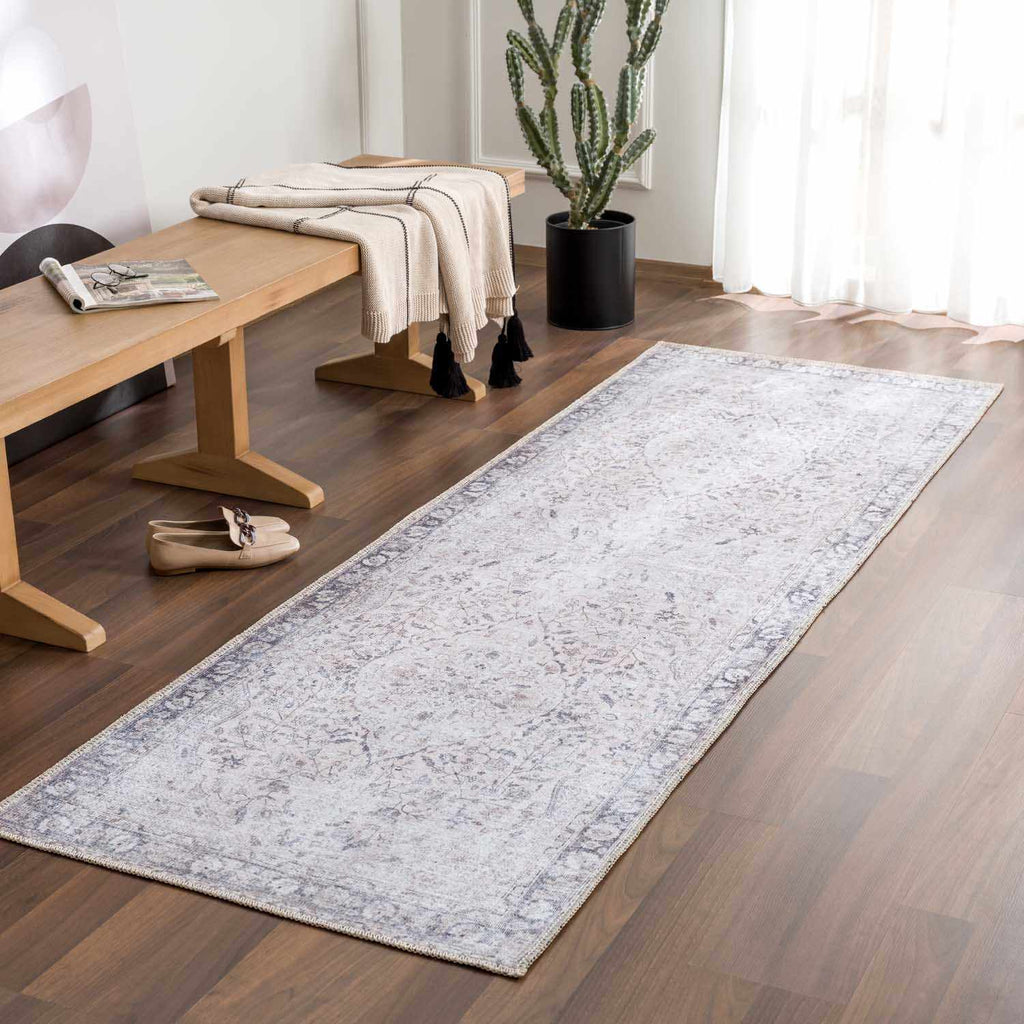 Haile Washable Area Rug Clearance with Green & Pink