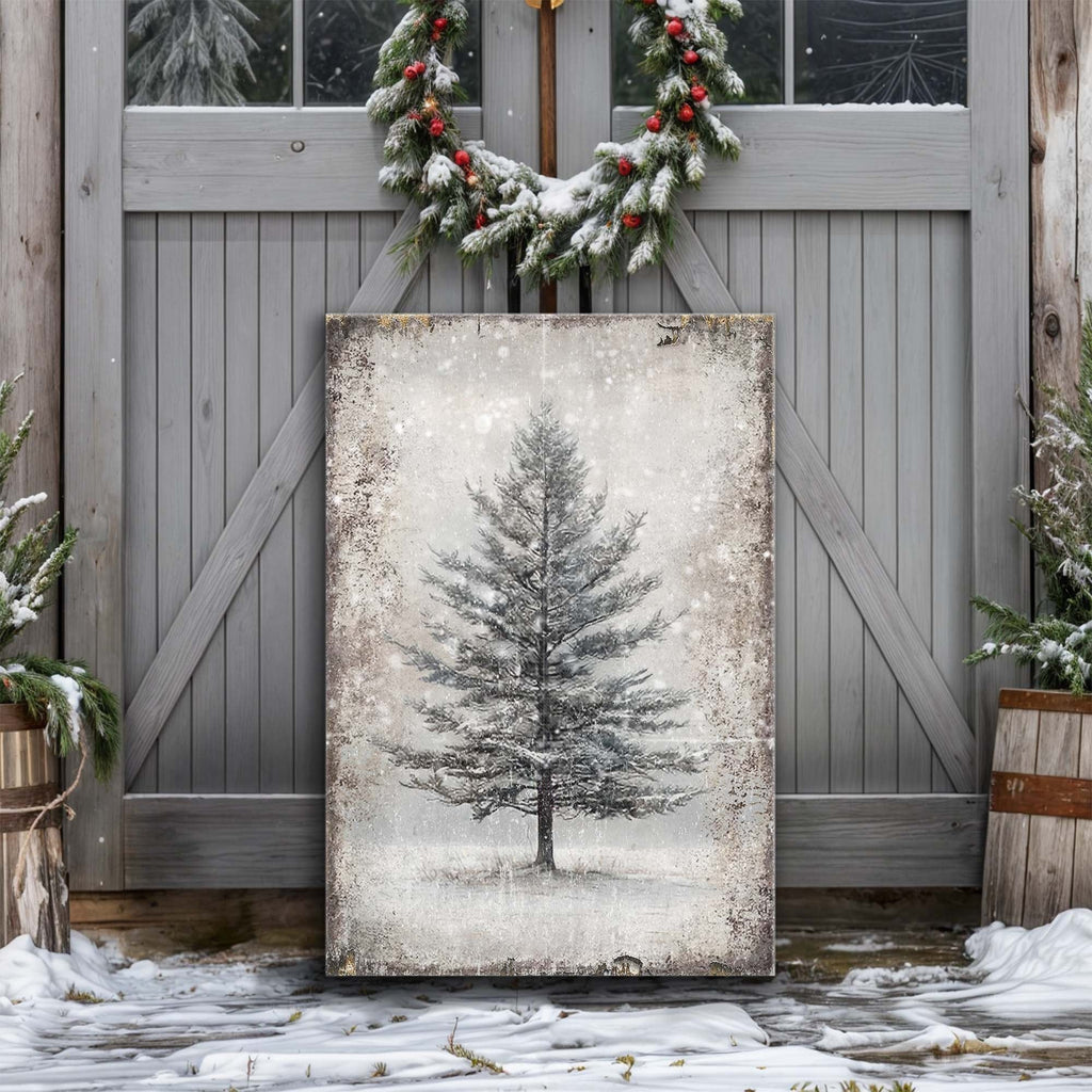 Vintage Christmas Tree Wall Art with Free Christmas Recipe Book