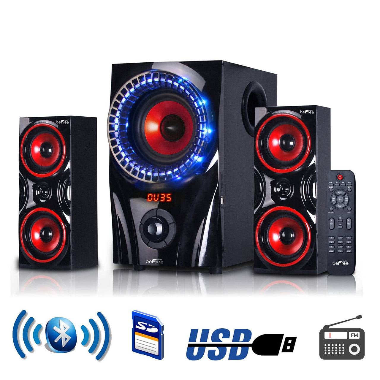 beFree Sound 2.1 Channel Bluetooth Speakers System