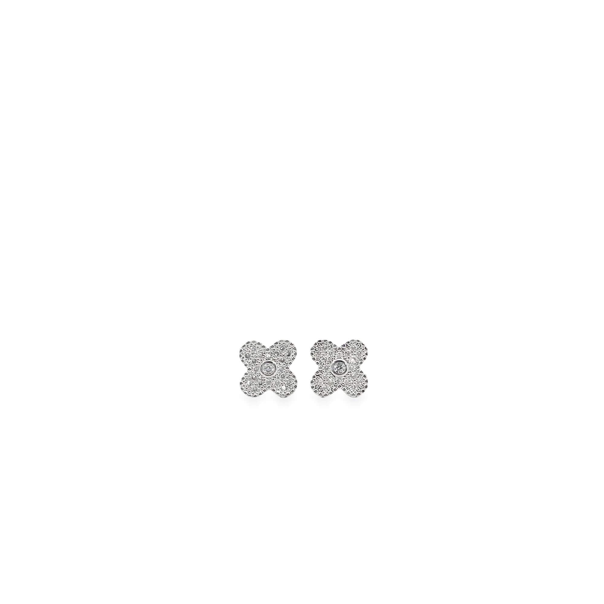 Cz Pave Flower Stud Earrings (j102a)