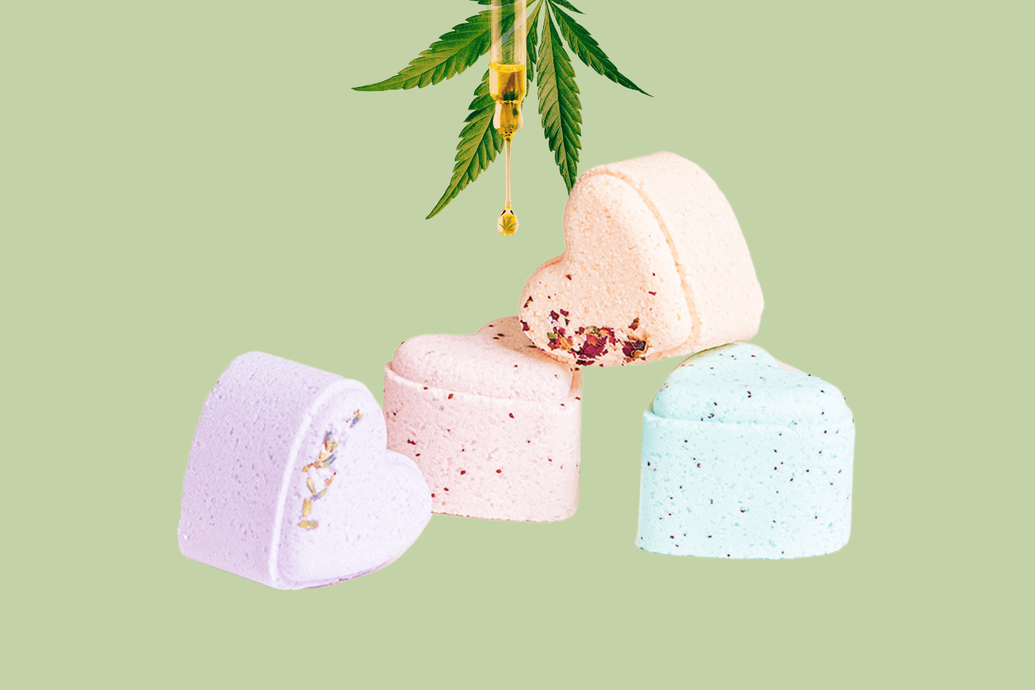 CBD - 5 Hearts Shaped Shower Steamers/ fizzies with CBD - in a Gift Box - Can be personalized. (THC free) - Lifestyle Haven