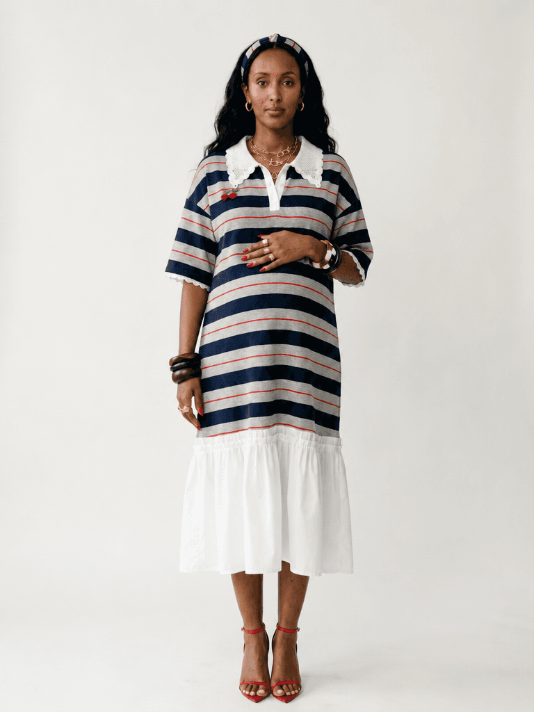 Liberated Striped Ruffled T-Shirt Dress for Confident Style